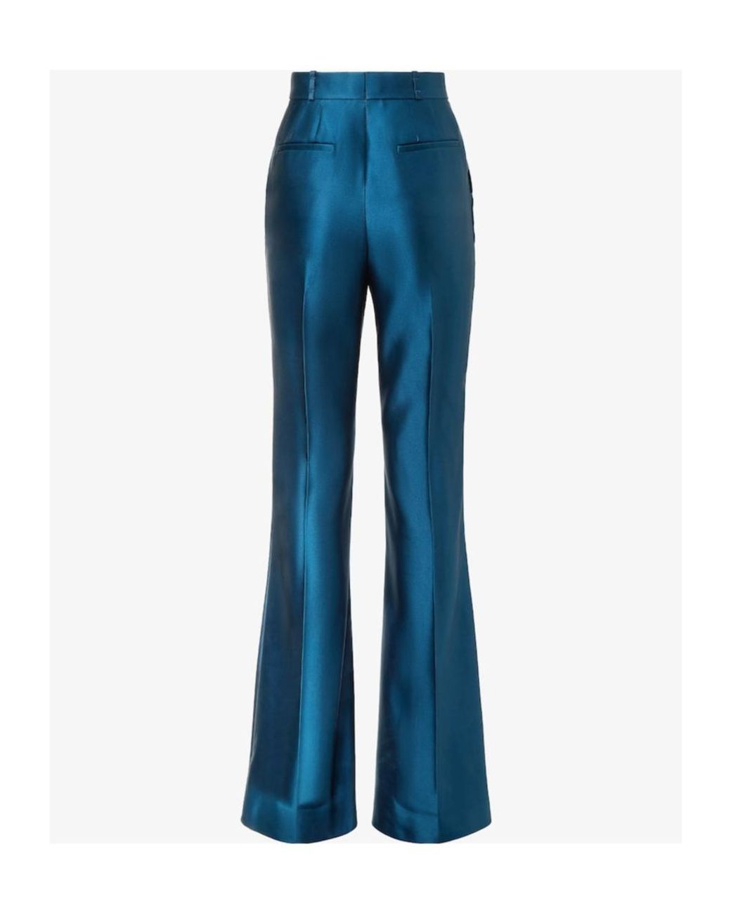 Fendi Blue High-Waist Flared Satin Trousers