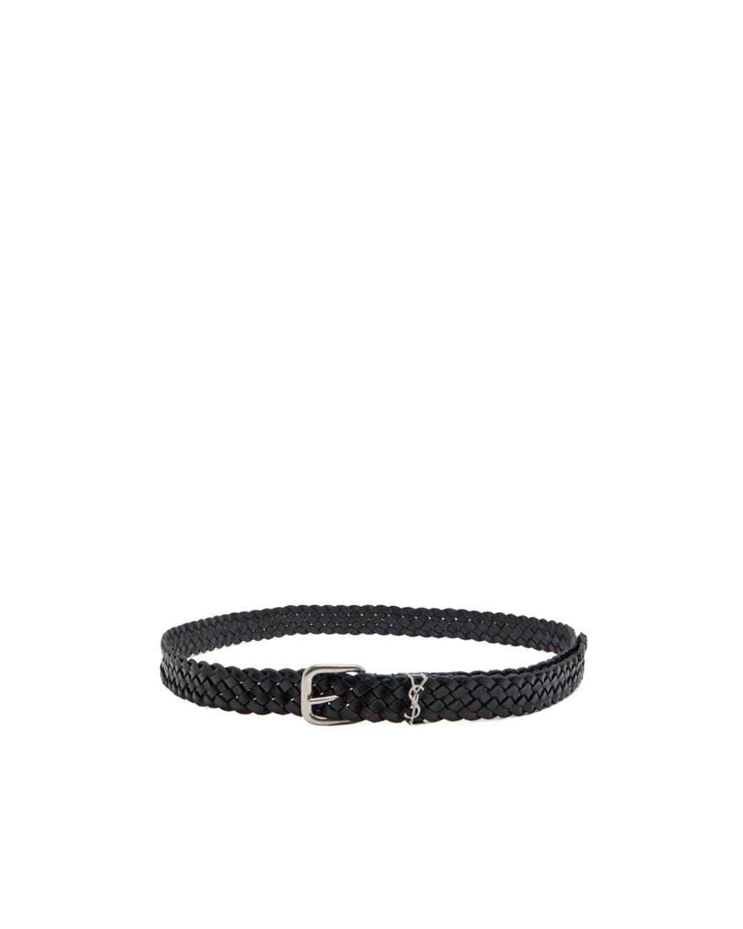 Saint Laurent White Woven Leather Belt for men