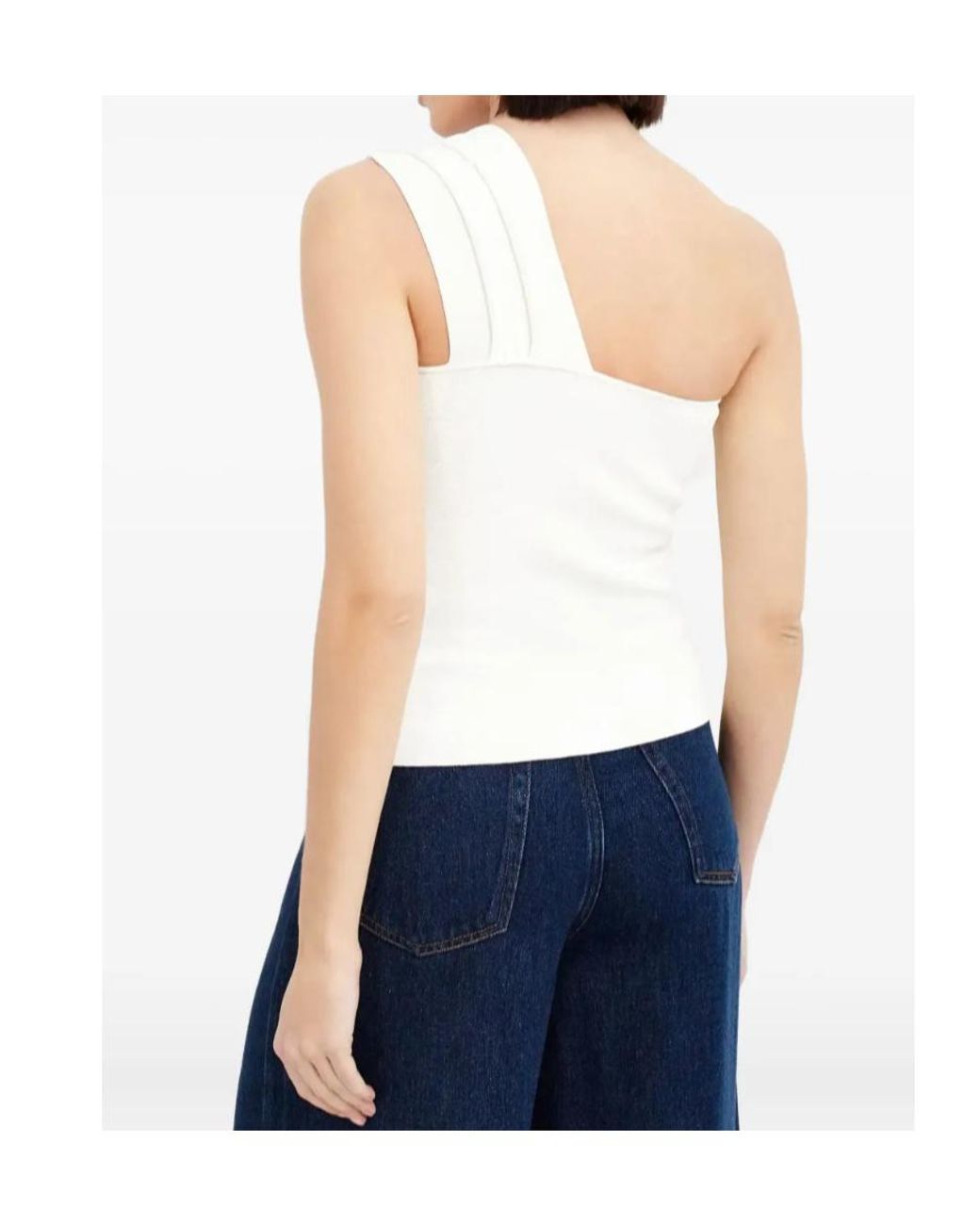 P.A.R.O.S.H. Blue Knot-Detail One-Shoulder Blouse