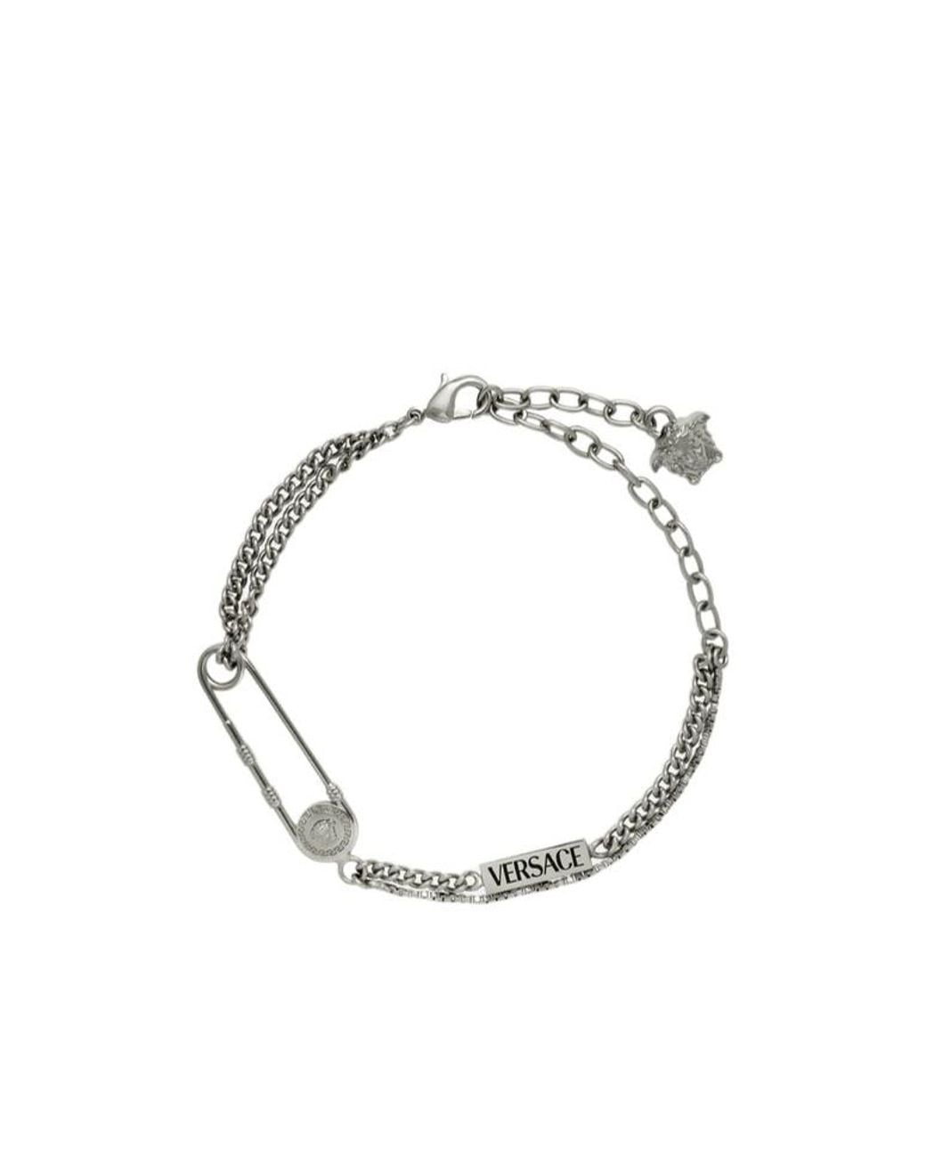 Free Safety Pin Versace Safety-Pin Detailed Bracelet in Metallic | Lyst