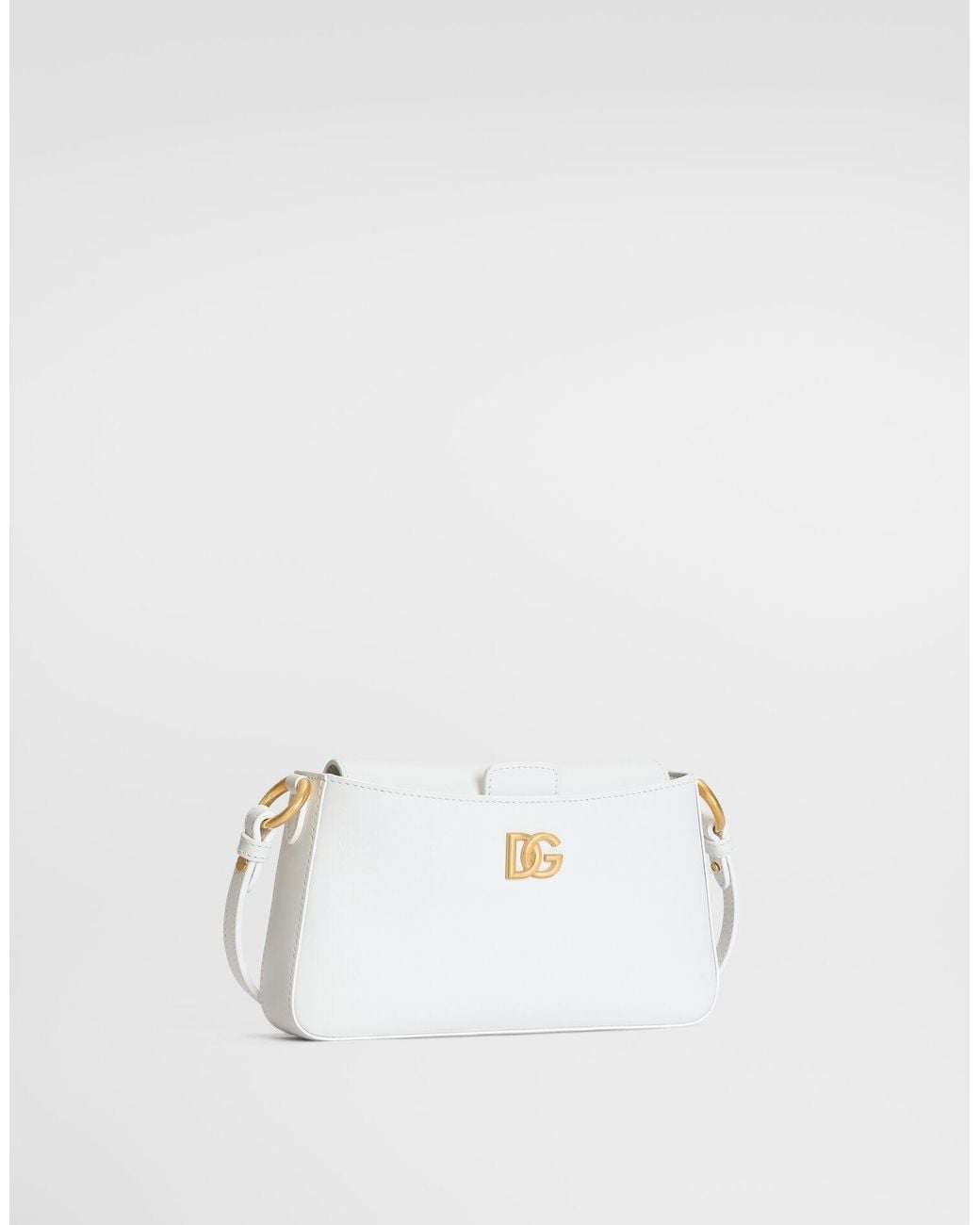 Dolce & Gabbana White Logo-Plaque Shoulder Bag