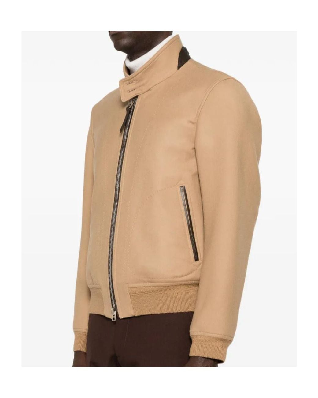 Tom Ford Natural Zip-Up Bomber Jacket for men