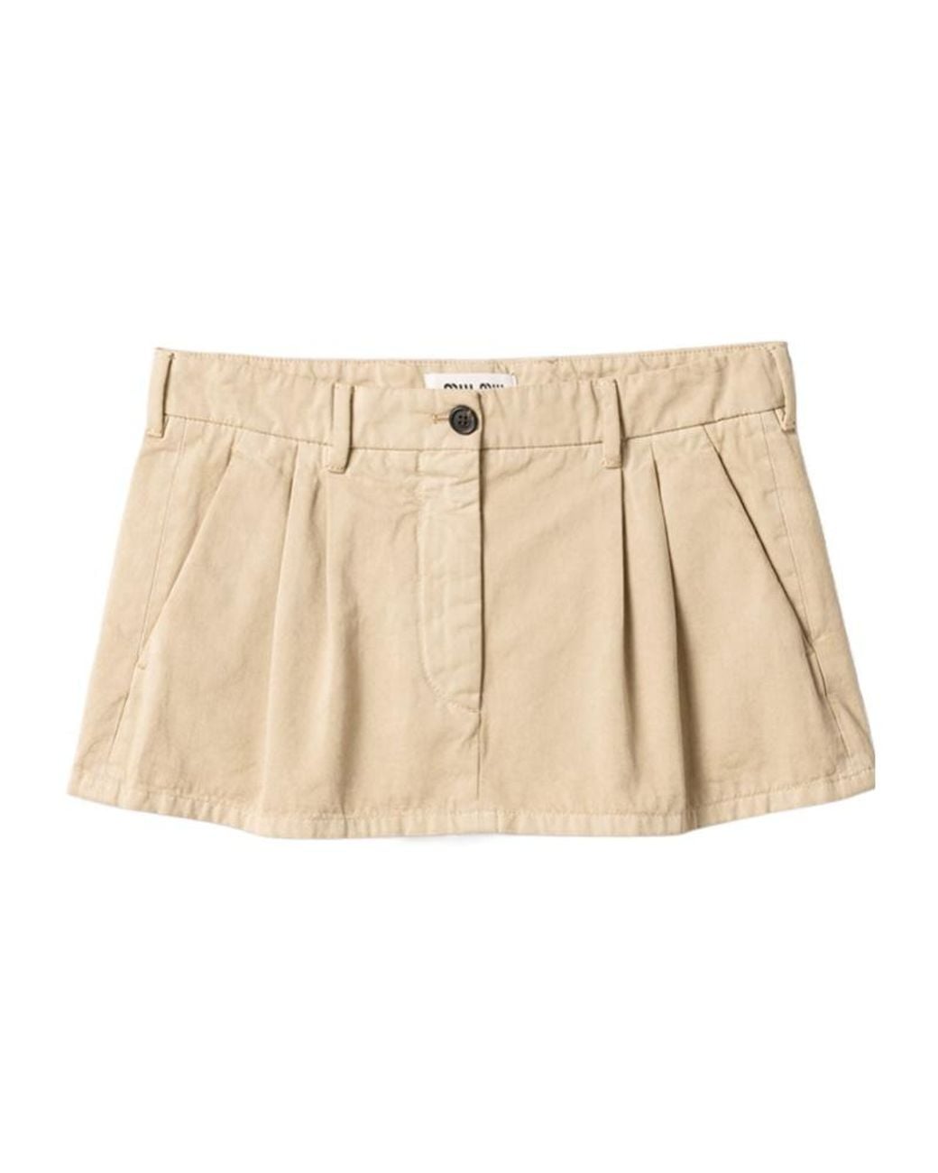 Miu Miu Natural Cotton Belted Mini Skirt