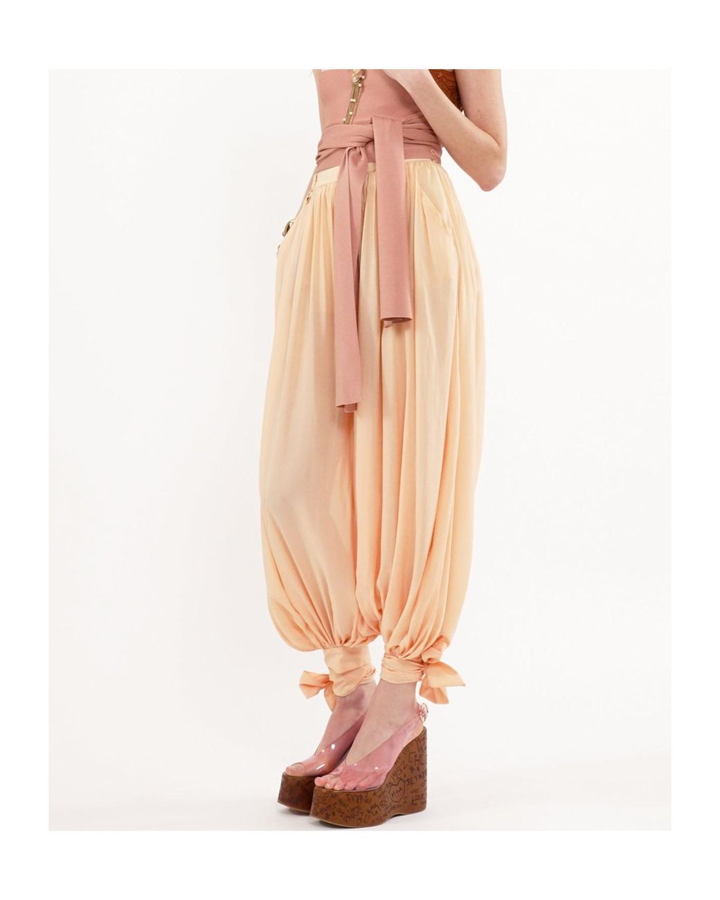 Chloé Natural Chloé Fluid Pleated Pants