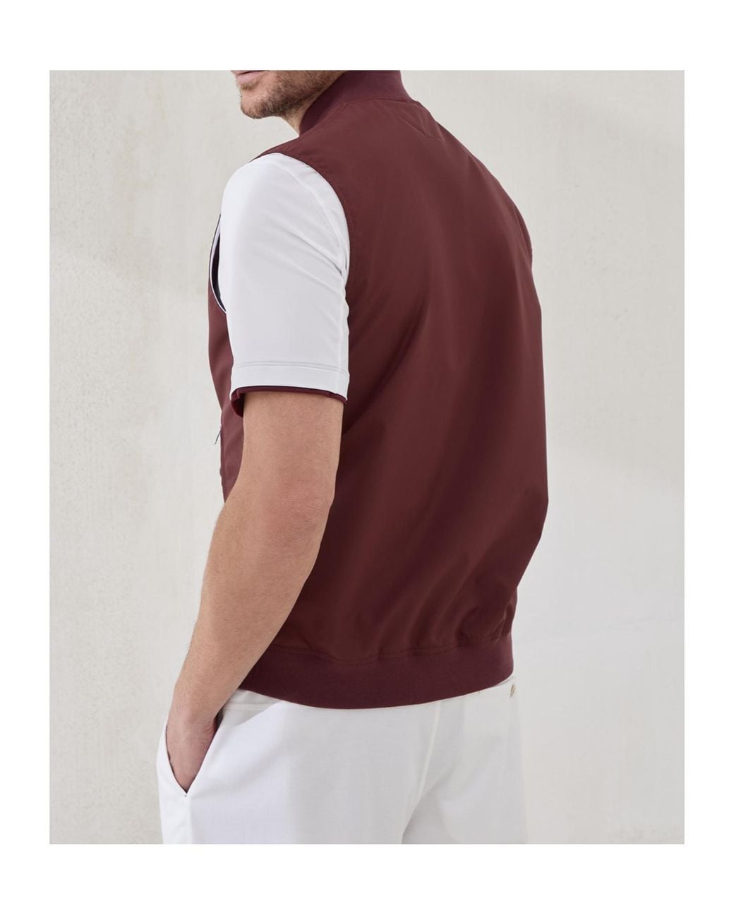 Brunello Cucinelli Red Zip-Front Logo Vest for men