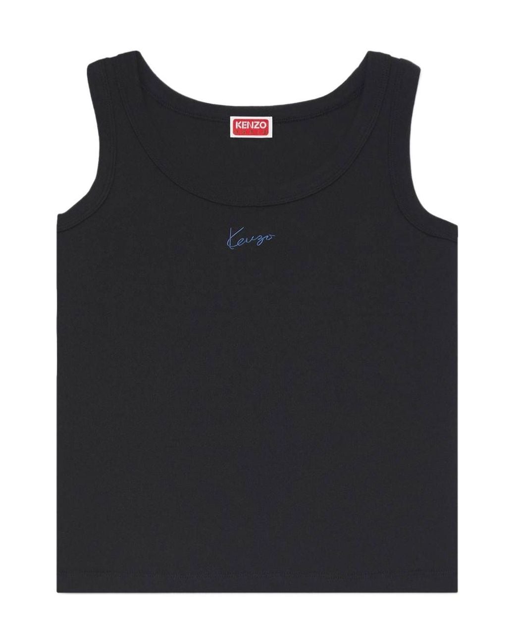 KENZO Black Logo Ribbed Tank Top
