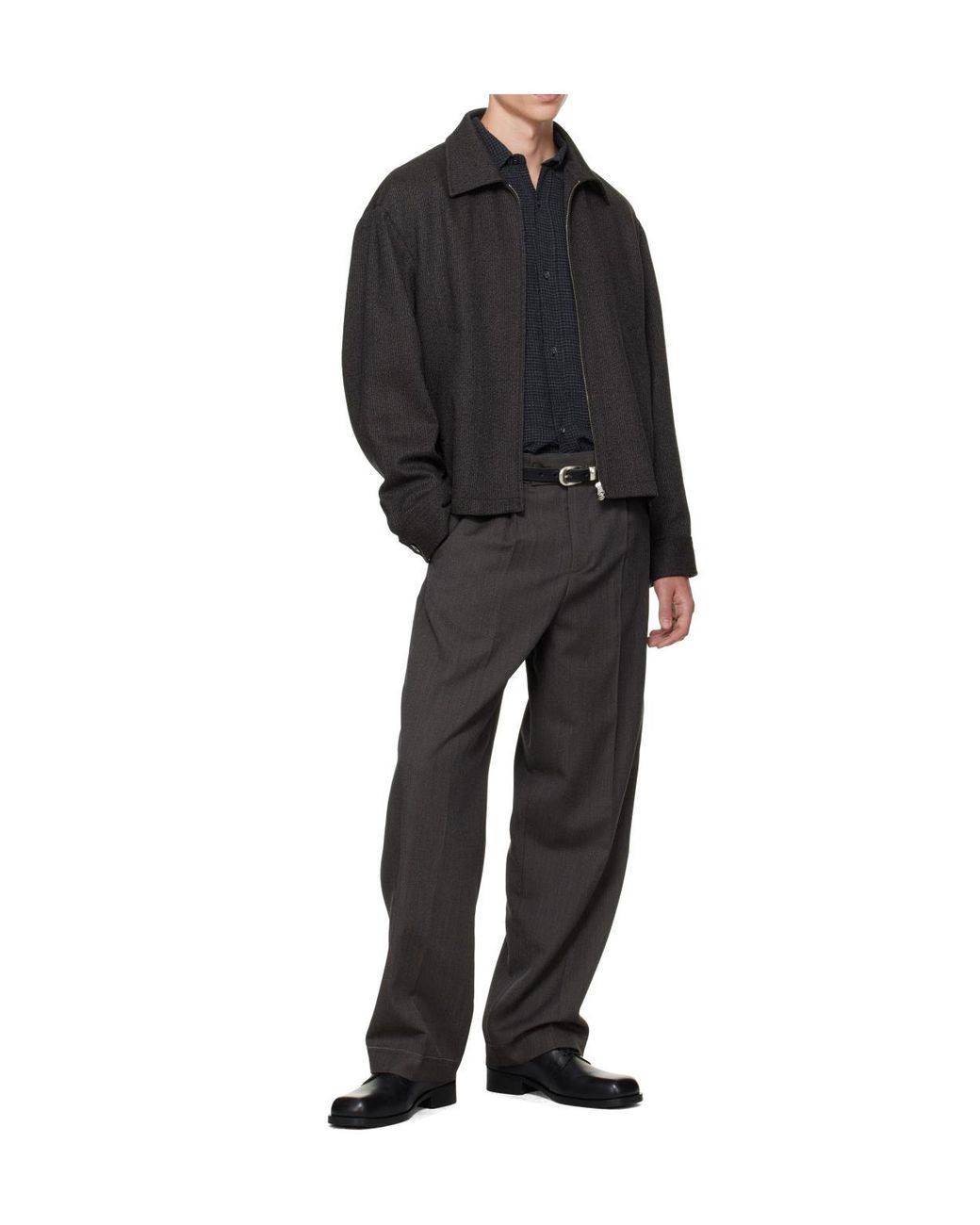 mfpen Black Mail Striped Zip Jacket for men