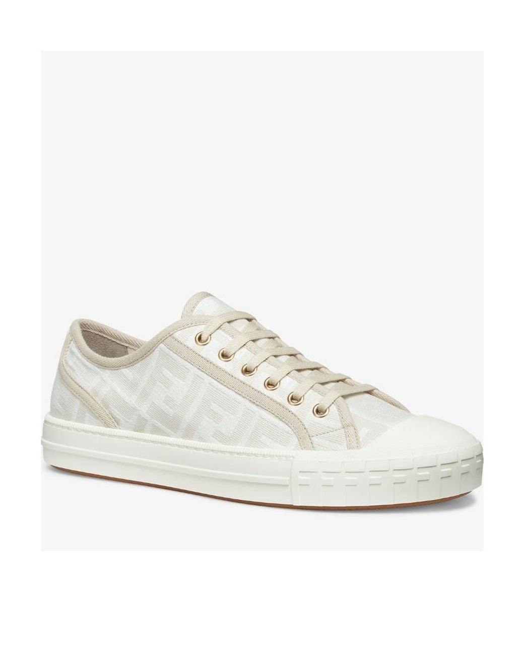 Fendi White Domino Lace-Up Sneakers for men