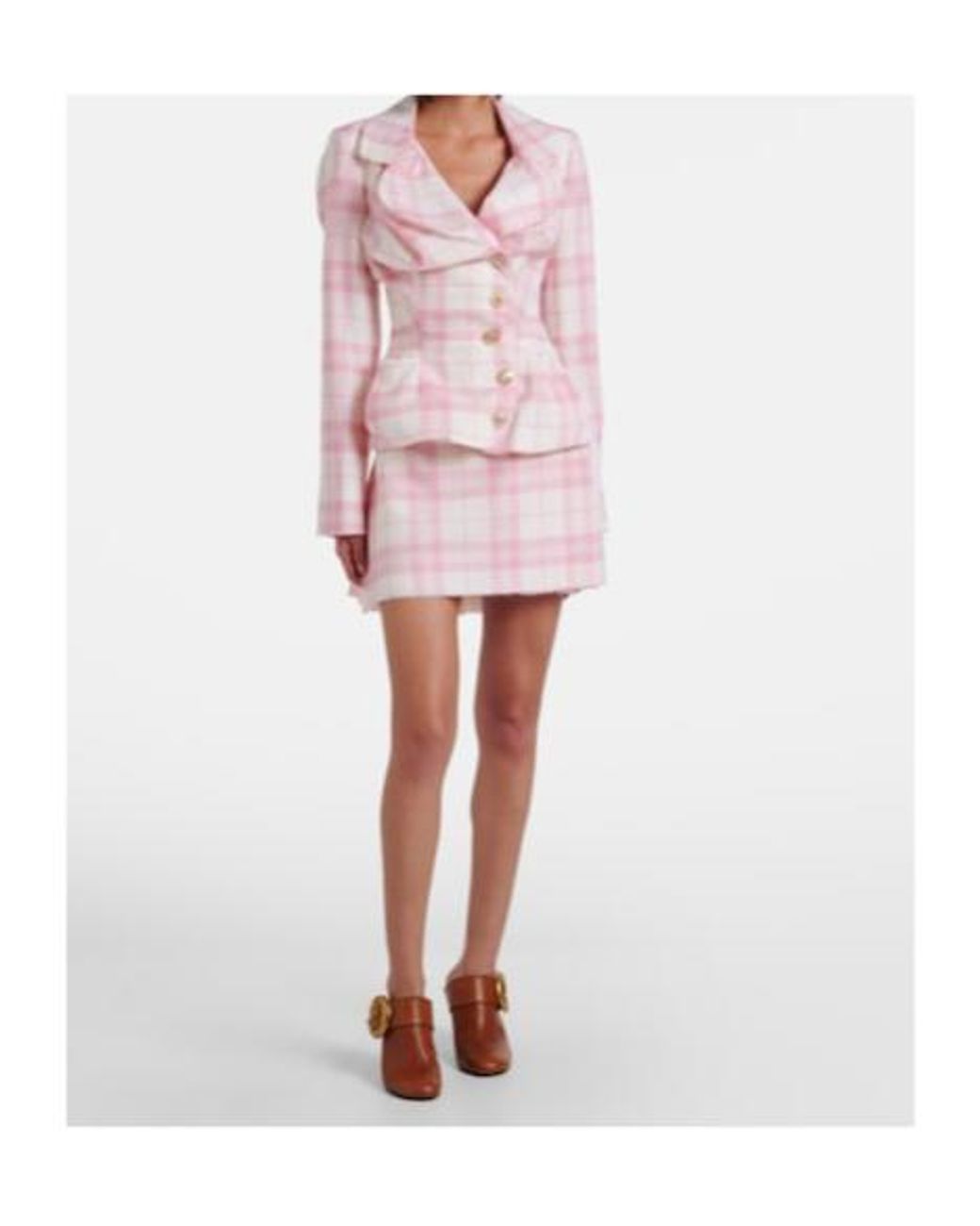 Vivienne Westwood Pink Plaid Wool-Blend Miniskirt