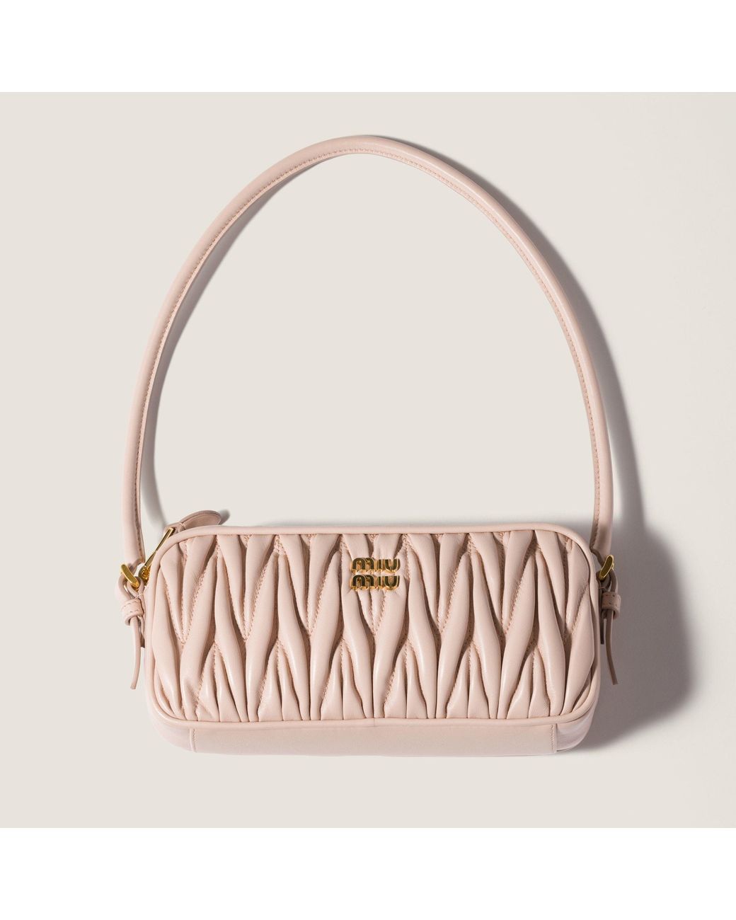 Miu Miu Pink Matelassé Nappa Leather Pouch