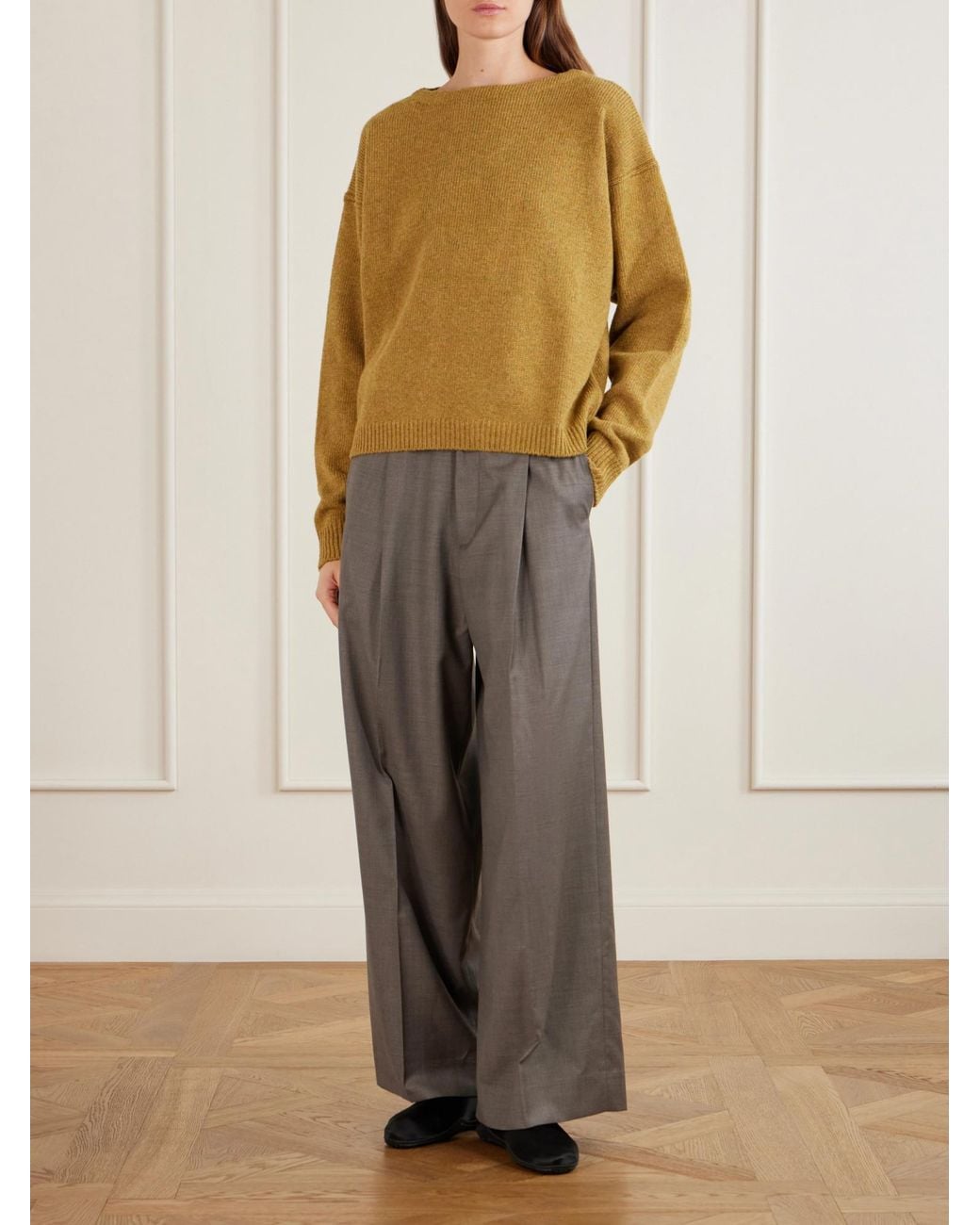Rier Yellow Simple Wool Sweater