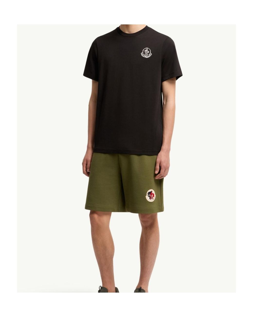 Moncler Black Cotton Jersey Logo Patch T-Shirt for men