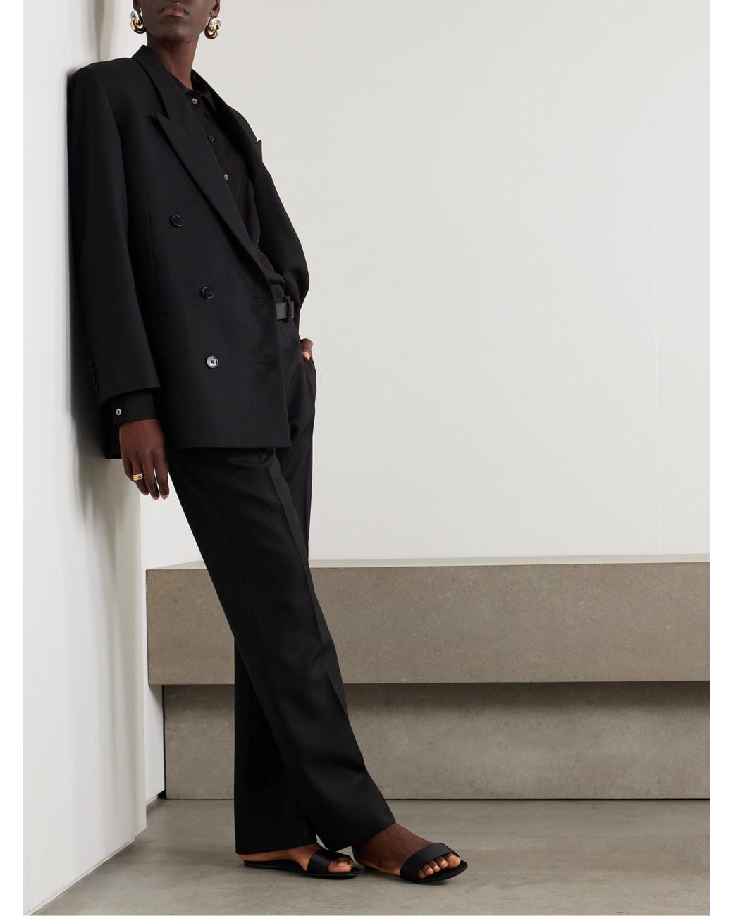 The Row Black Albereta Straight Leg Pants