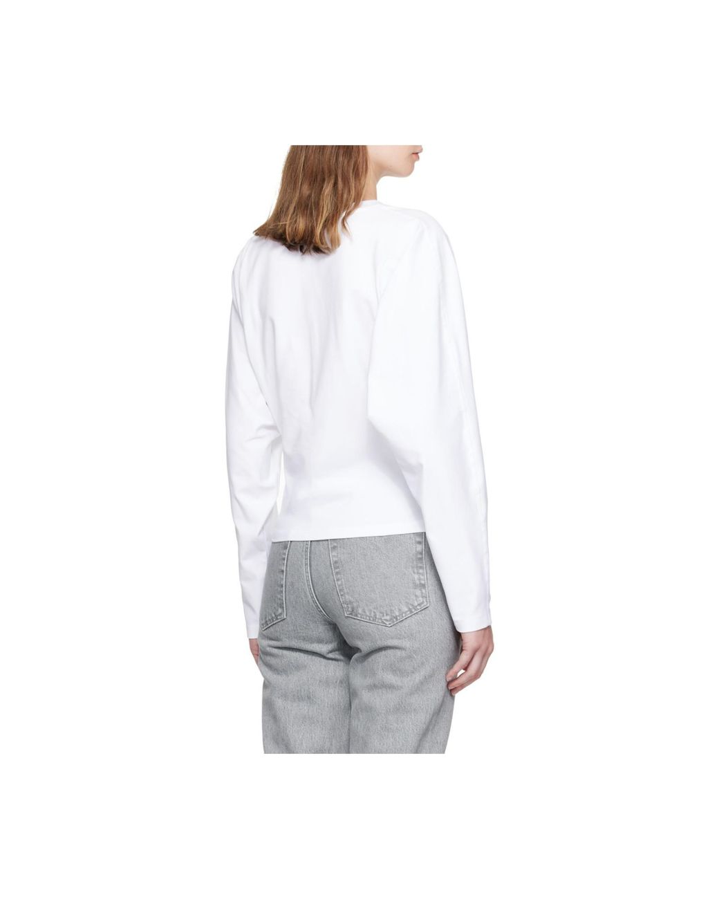 Ganni White Asymmetric Crewneck T-Shirt