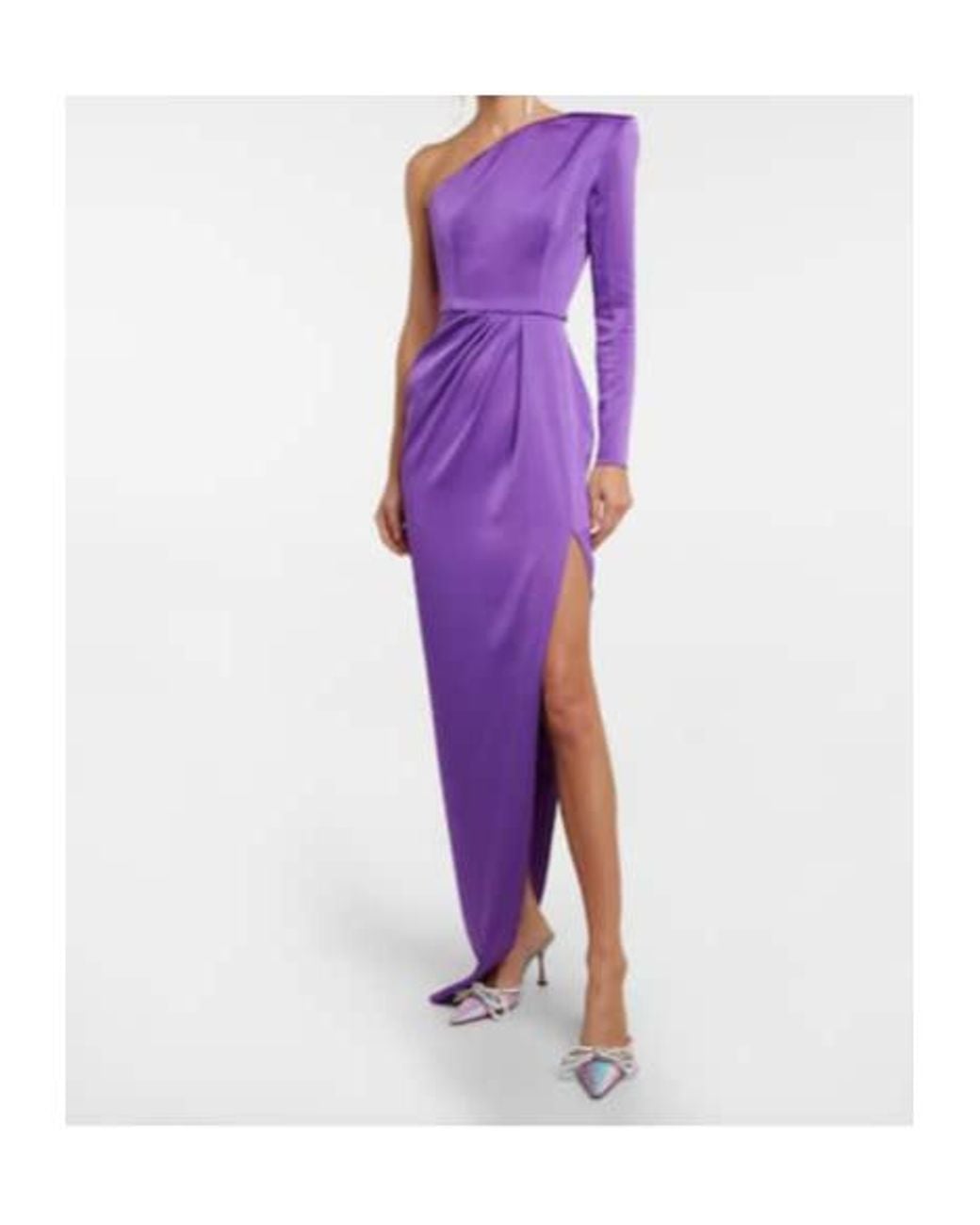 Alex Perry Purple Delane One-Shoulder Satin Crêpe Gown