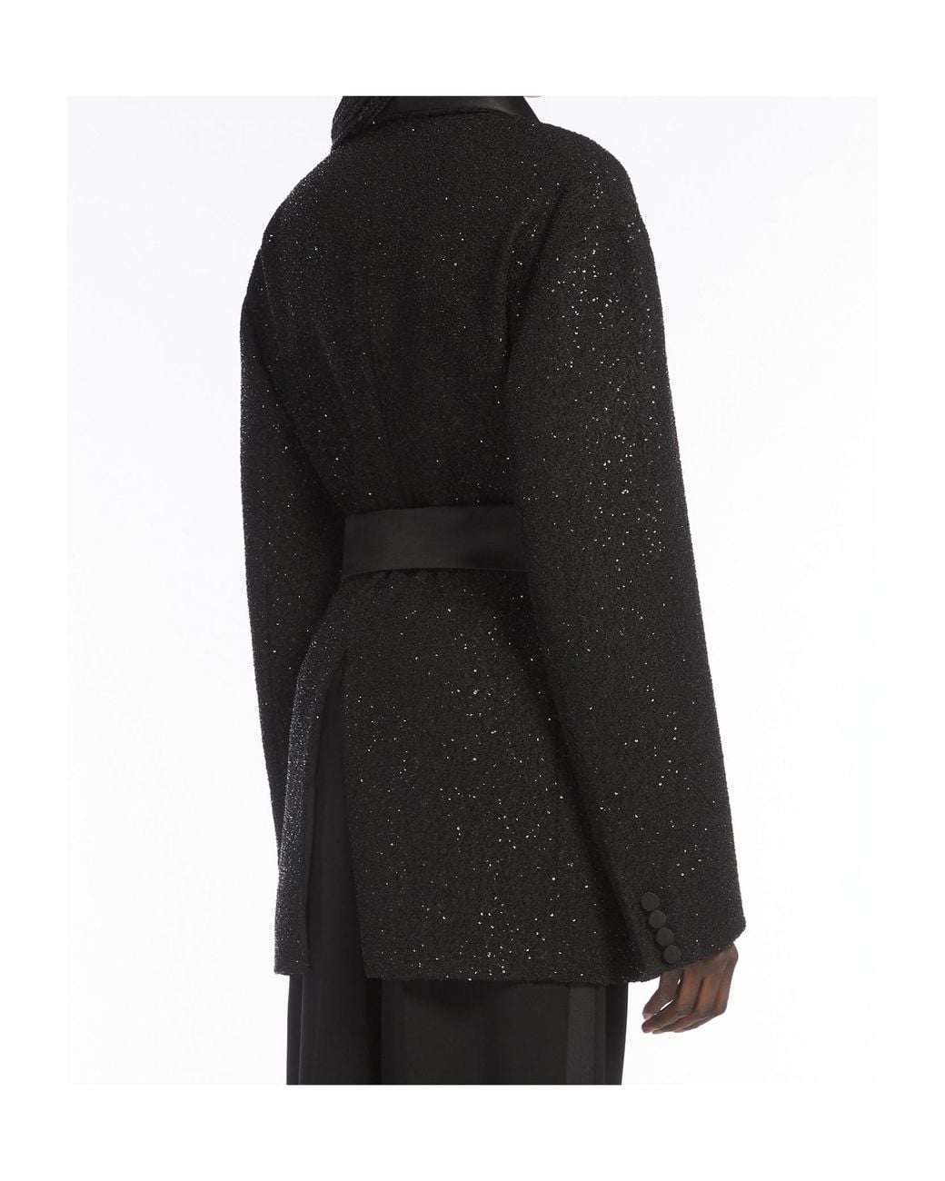 Max Mara Black Pianoforte Embellished Belted Jacket