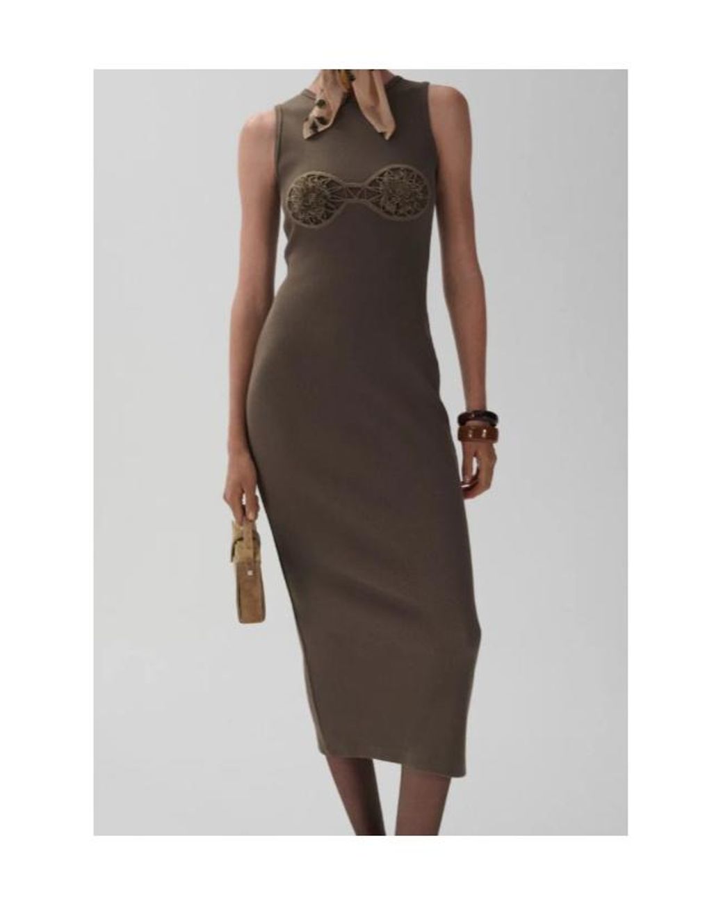 Magda Butrym Brown Round Neck Dress