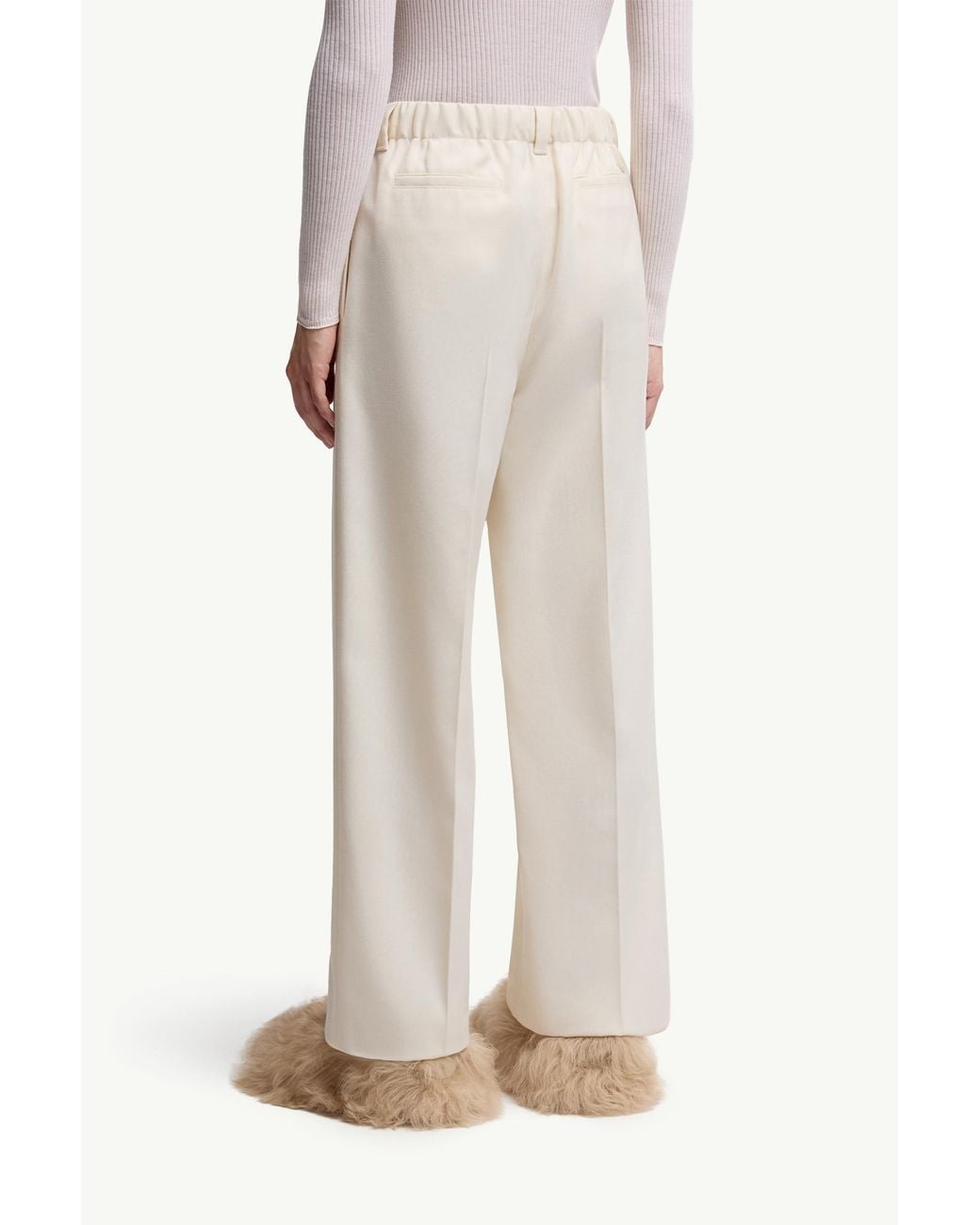 Moncler White Drawstring Tailored Trousers