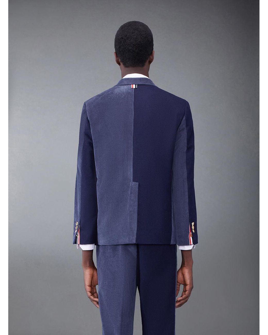 Thom Browne Blue Single-Breasted Corduroy Blazer for men