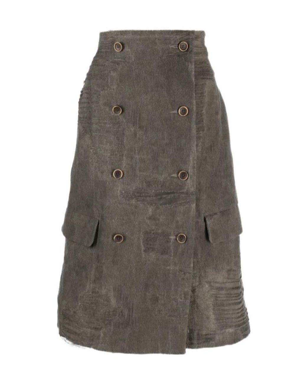 Uma Wang Gray Oversized Distressed Double-Breasted Top
