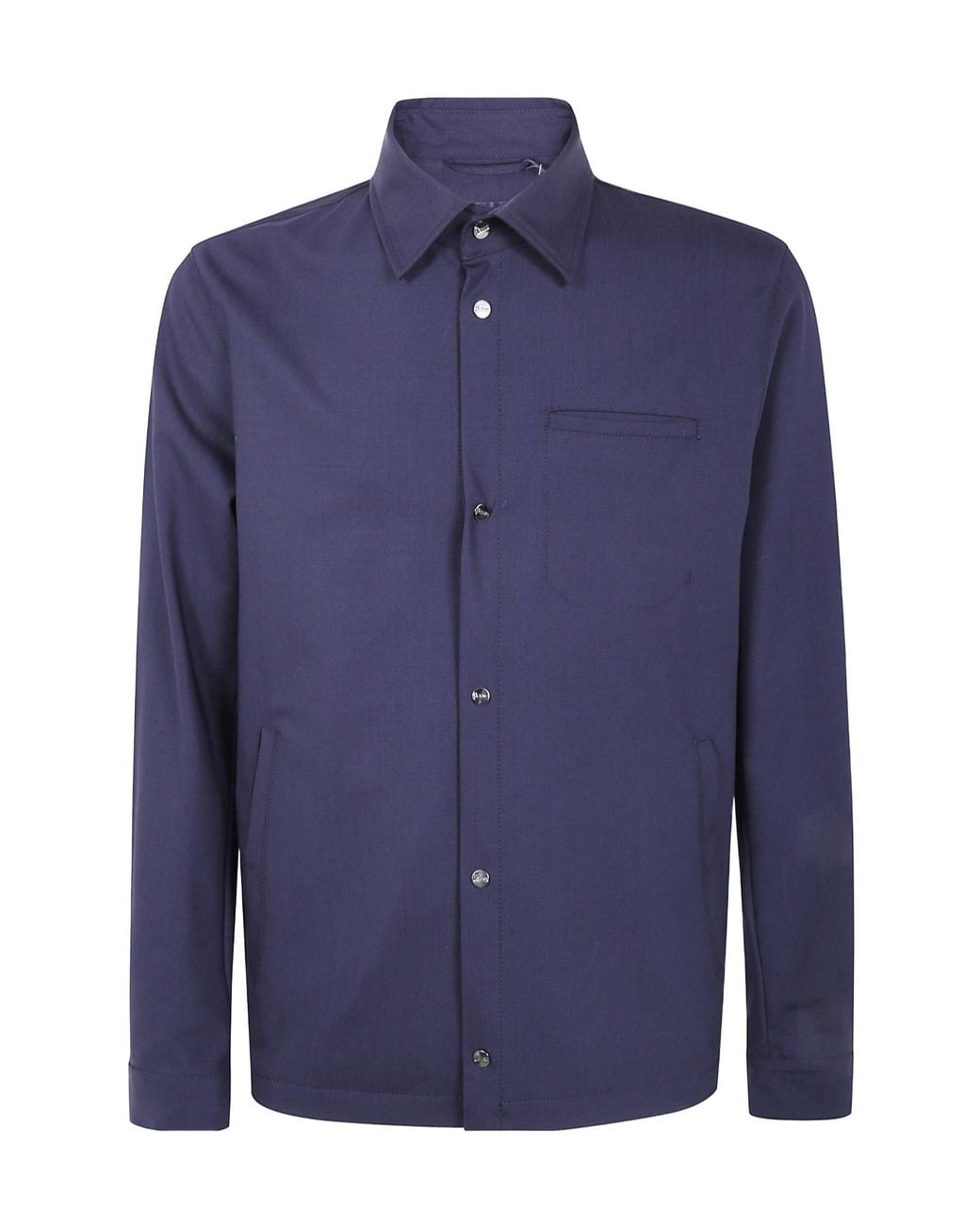 Herno Blue Long-Sleeved Button-Up Shirt for men