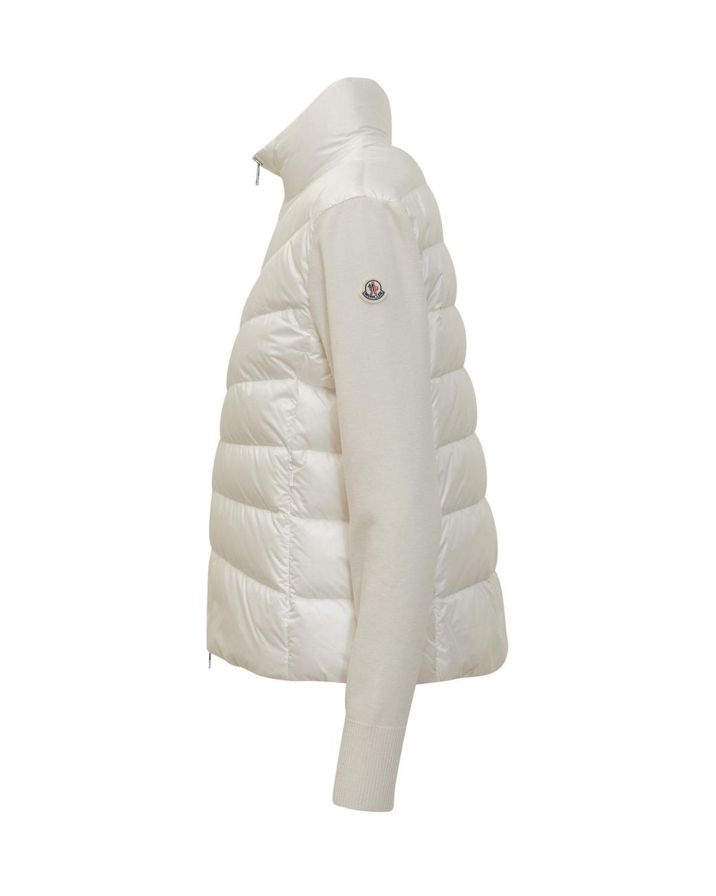 Moncler White Logo Patch Zip-Up Jacket
