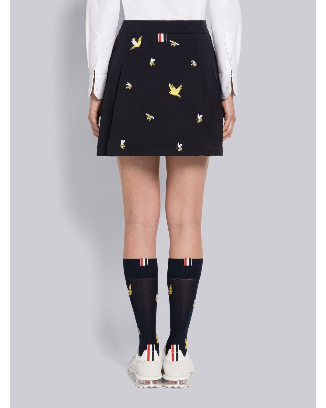 Thom Browne Black Embroidered A-Line Mini Skirt