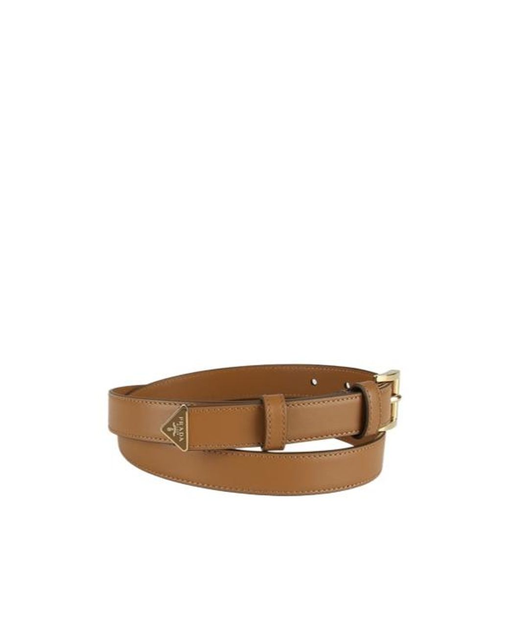 Prada Brown Triangle-Logo Buckle Belt
