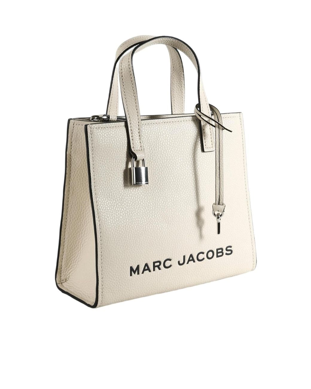 Marc Jacobs Natural Logo-Print Grained-Leather Tote Bag