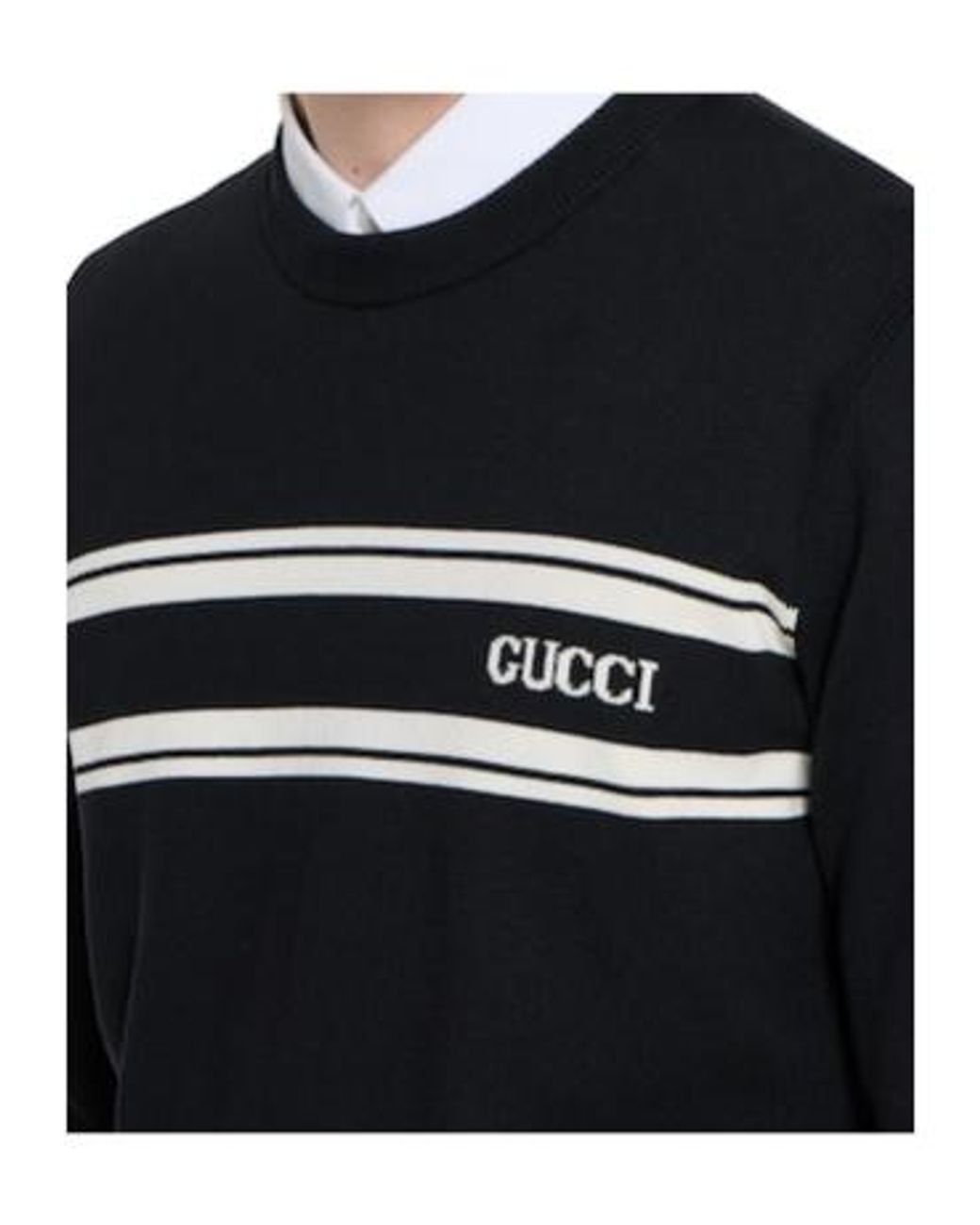 Gucci Black Logo Intarsia Knit Sweater for men