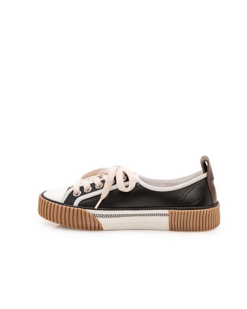 Versace Brown Round-Toe Lace-Up Sneakers