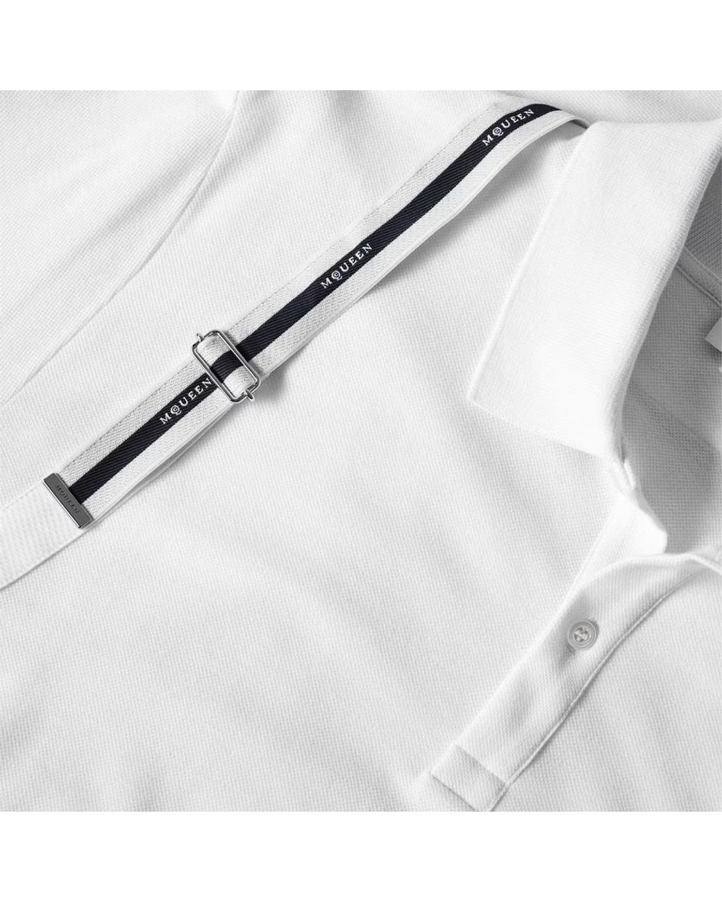 McQueen White Collared Shortsleeve Polo Shirt for men