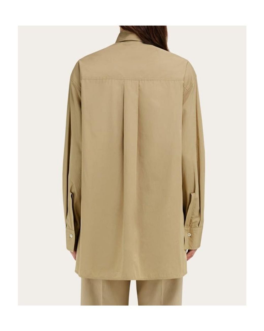 Ferragamo Natural Ferragamo Long-Sleeved Poplin Shirt
