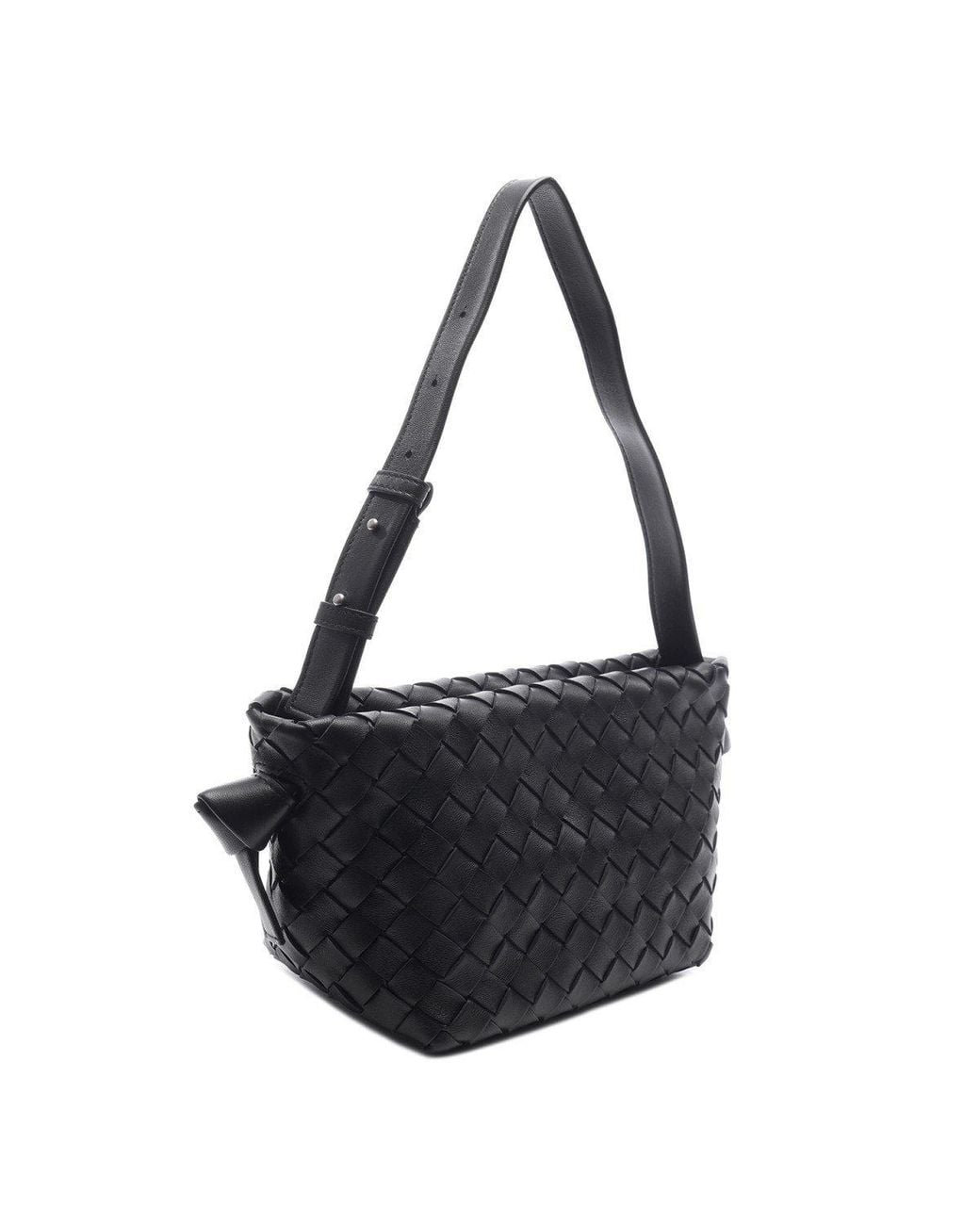 Bottega Veneta Black Intrecciato Woven Crossbody Bag