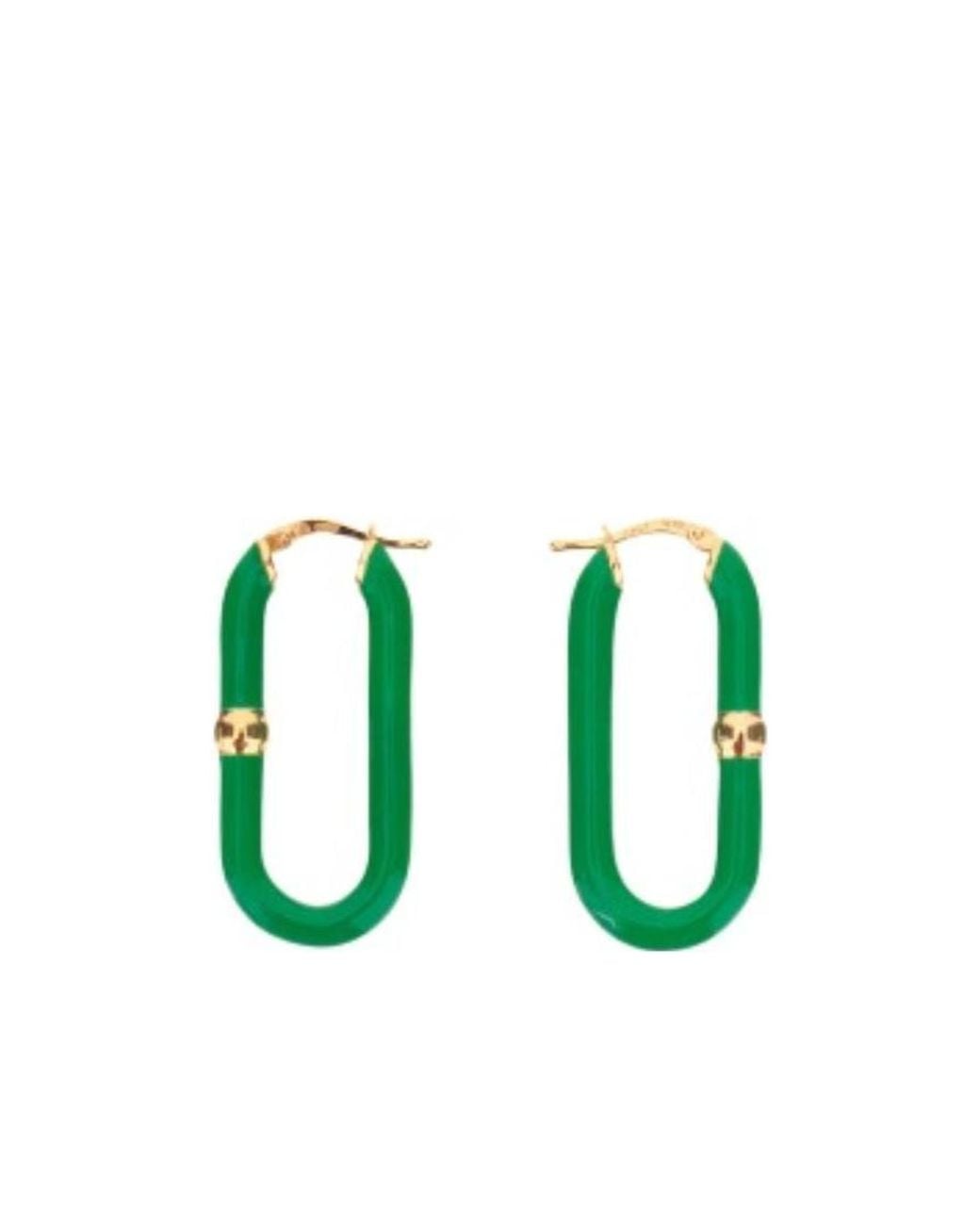 Bottega Veneta Green Enamel Hoop Earrings