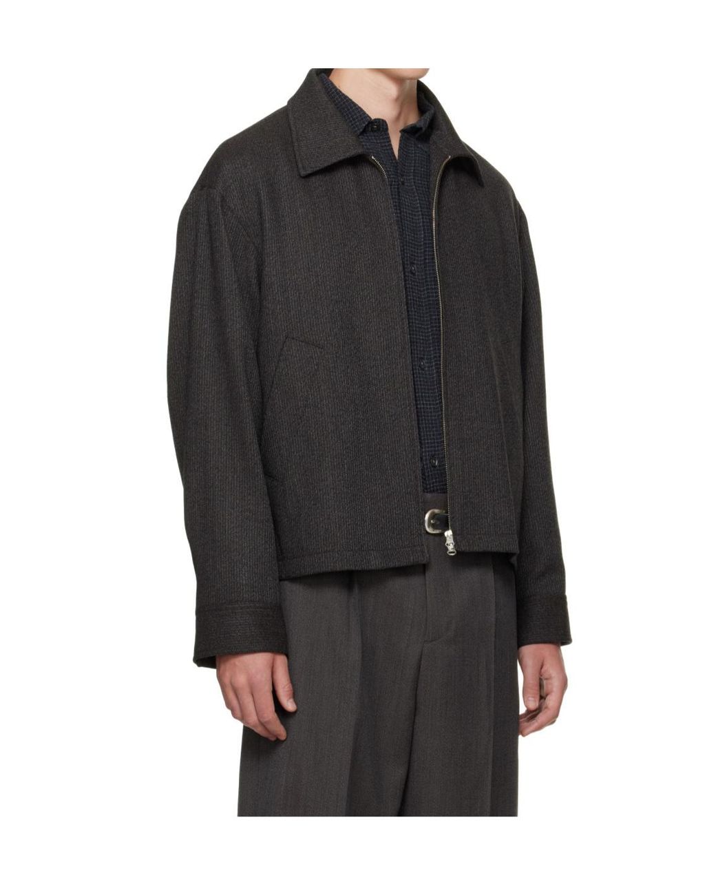 mfpen Black Mail Striped Zip Jacket for men