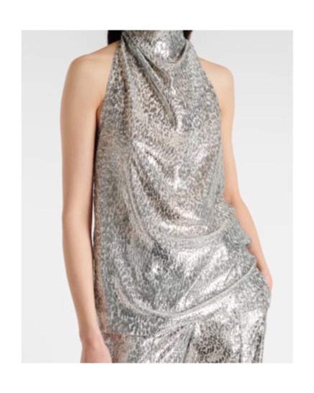 Stella McCartney Gray Halterneck Lamé Velvet Top