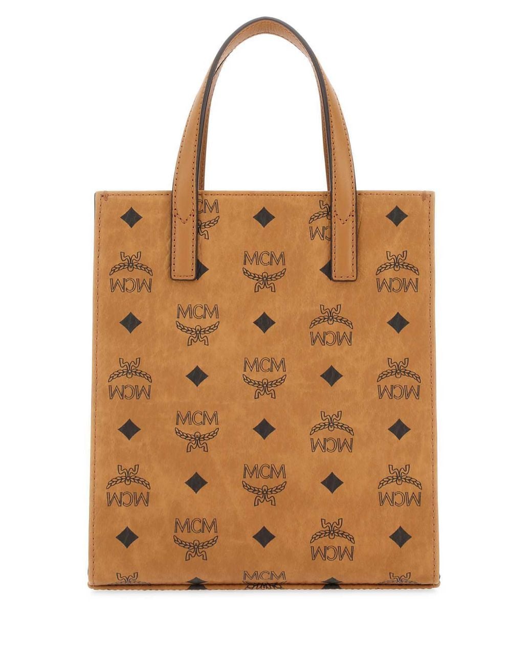 MCM Brown Logo Print Mini Tote Bag for men