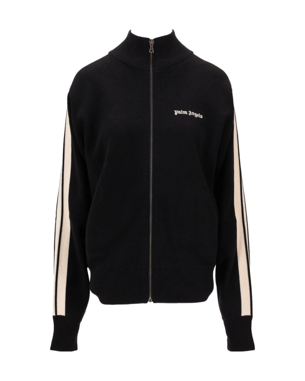 Palm Angels Black Logo Embroidered Cardigan