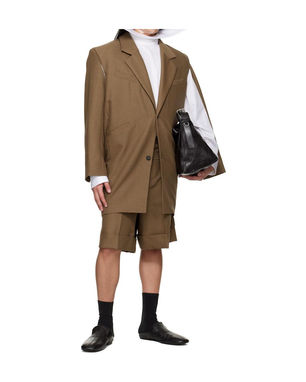 Egonlab Brown Curved Vent Long-Sleeved Blazer for men