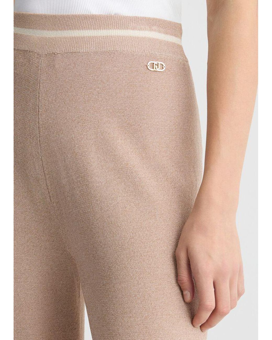 Liu Jo Natural Lurex-Embellished Trousers