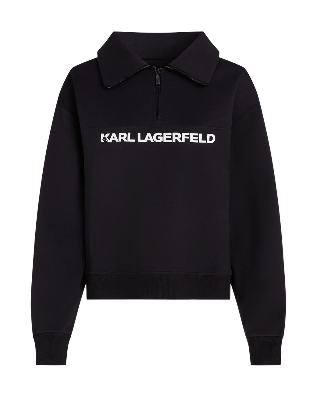 Karl Lagerfeld Blue Logo-Print Quarter-Zip Sweater