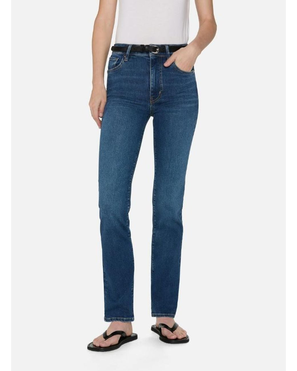 FRAME Blue Whiskering-Effect Jeans