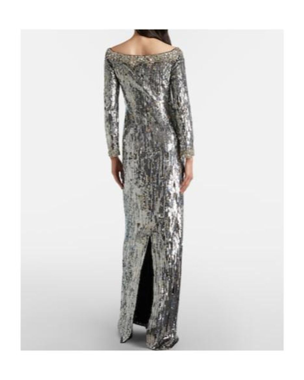 Jenny Packham Gray Marine Sequined Off-Shoulder Gown