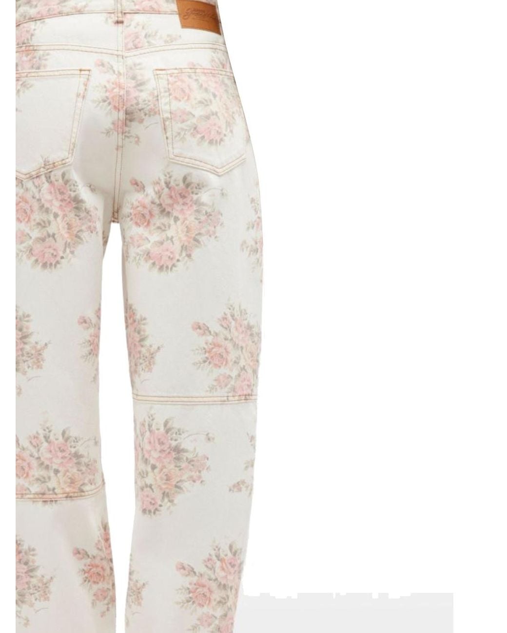 Ganni White Floral Printed Stary Jeans