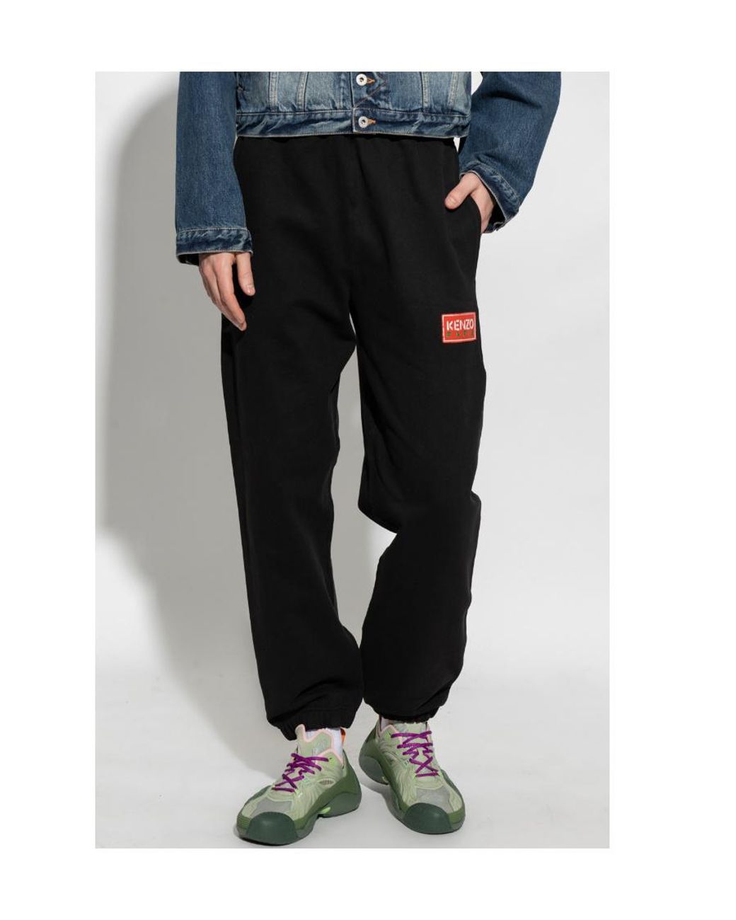 KENZO Black Logo Patch Sweatpants for men