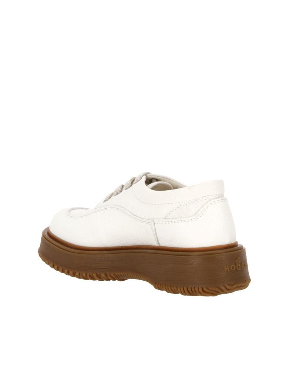 Hogan White Untraditional Round Toe Lace-Up Sneakers