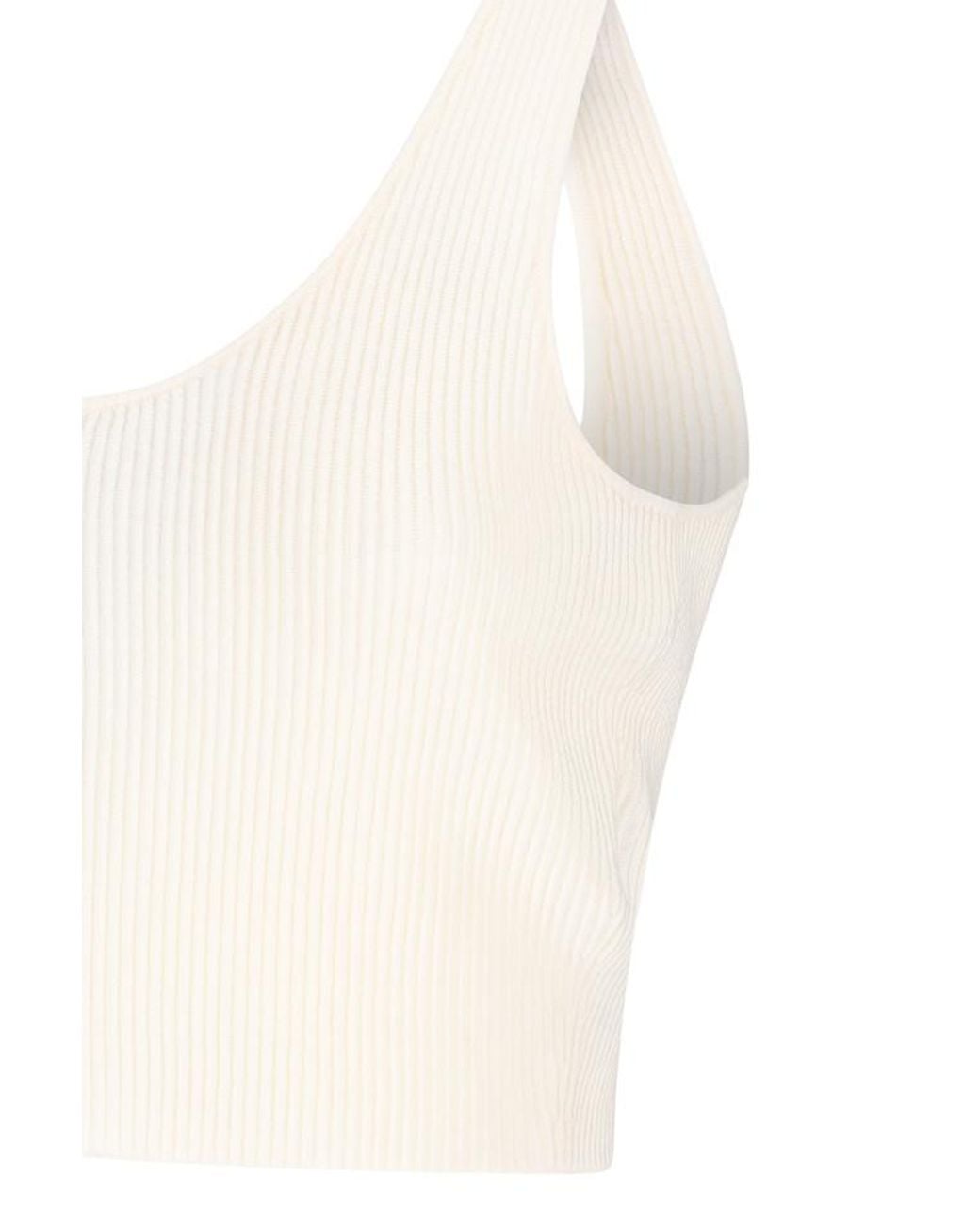 Chloé White Ribbed-Knit Cropped Top