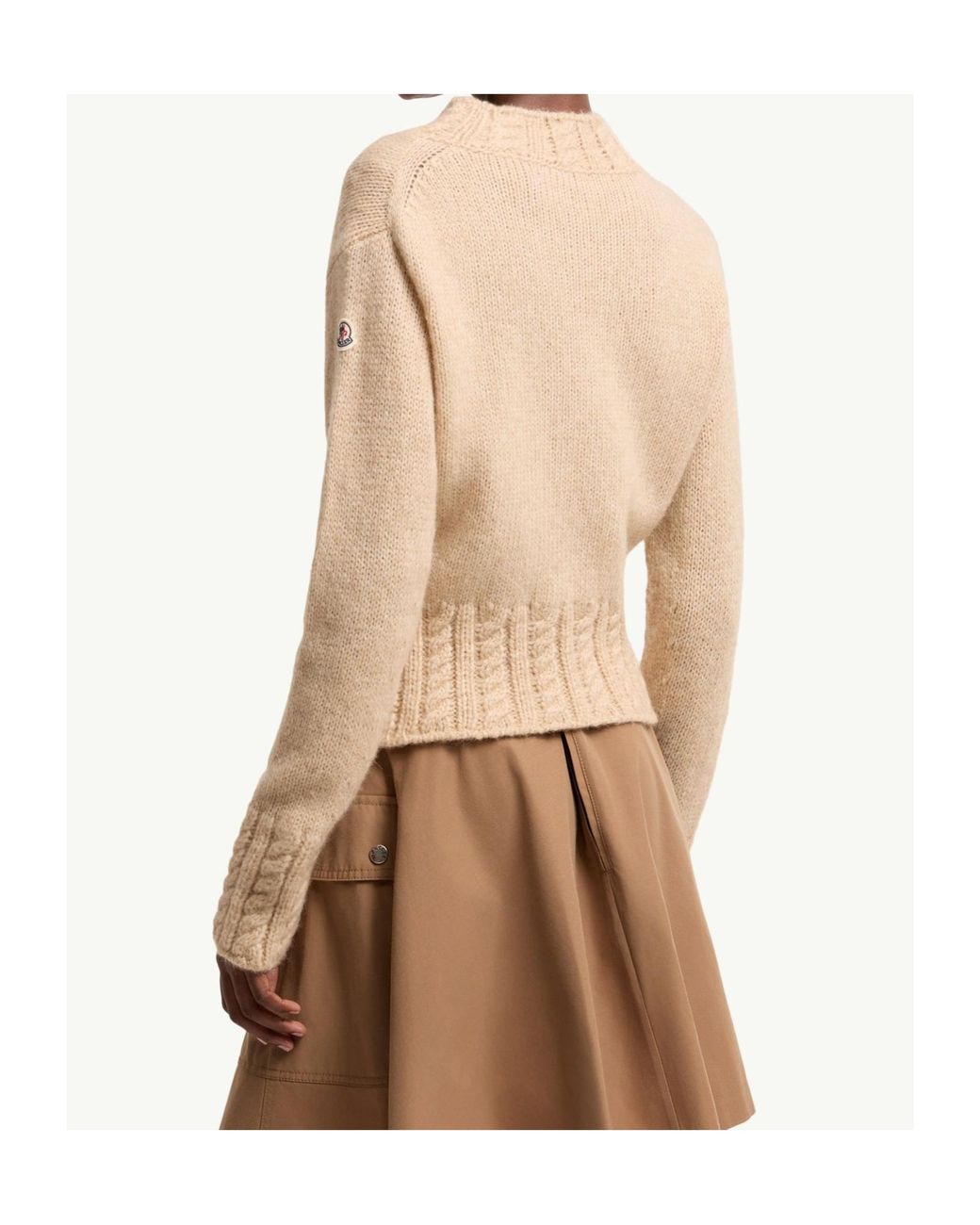Moncler Natural Ribbed Mock-Neck Knitted Sweater