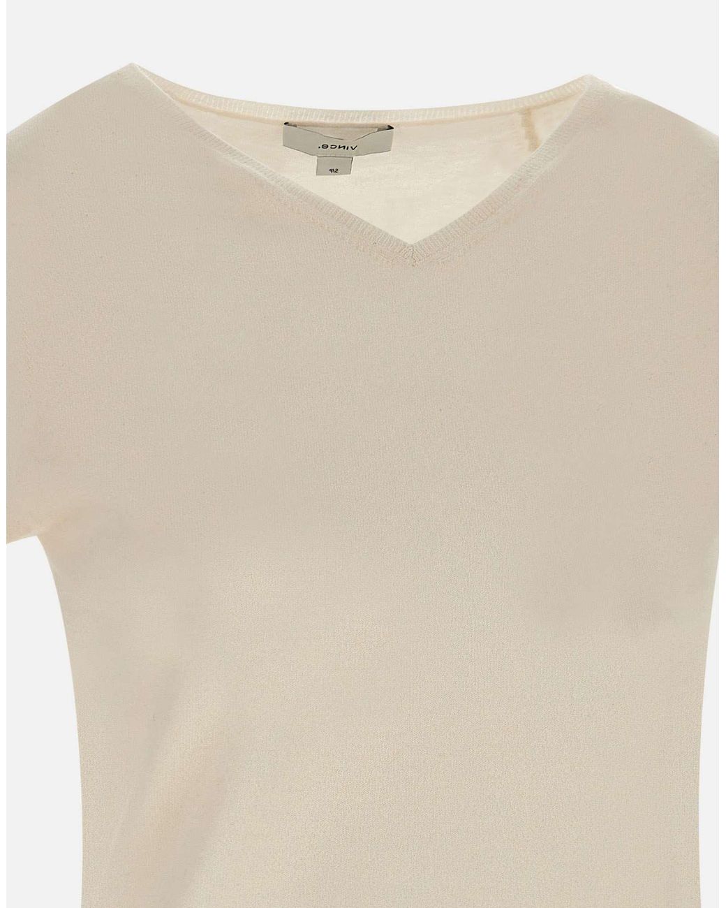 Vince White Short Sleeve V-Neck Knitted Top